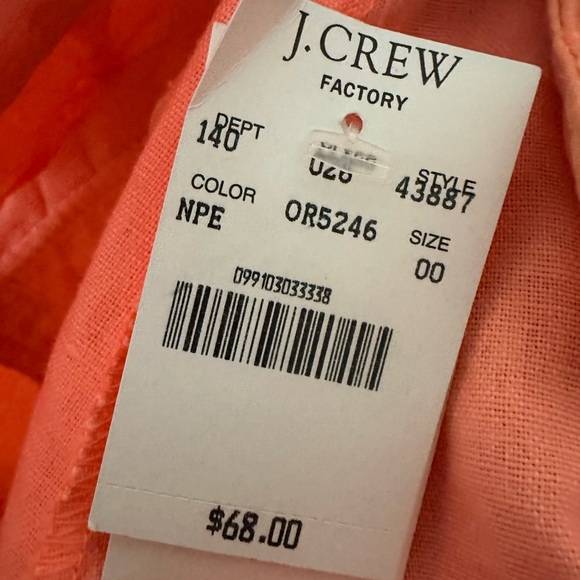 J. Crew City Fit Linen Cotton Blend Pants Womens Pants 00 neon Coral Peach - Picture 4 of 8